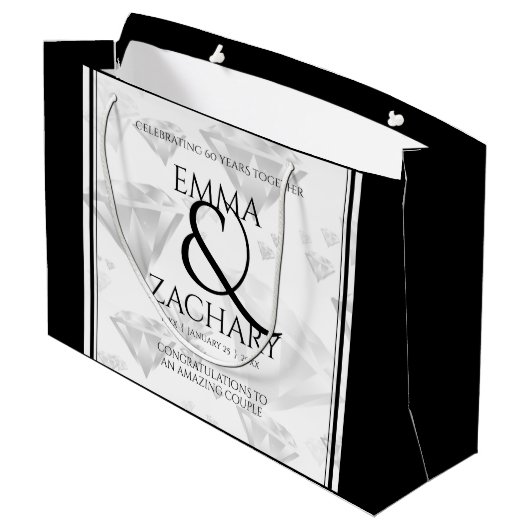 Elegant 60e 75e Diamond Bruiloft Jubileum Groot Cadeauzakje (Achterkant Gekanteld)