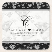 Elegant 60e 75e Diamond Bruiloft Jubileum Kartonnen Onderzetters (Voorkant)