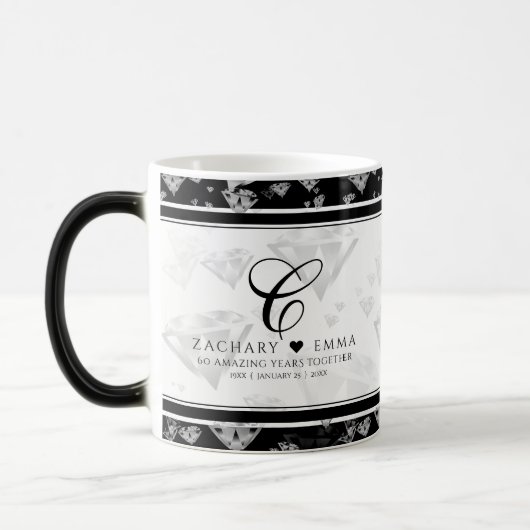 Elegant 60e 75e Diamond Bruiloft Jubileum Magische Mok (Links)