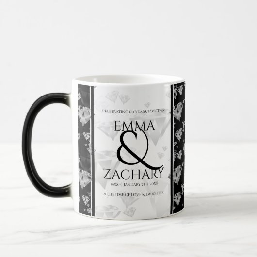 Elegant 60e 75e Diamond Bruiloft Jubileum Magische Mok (Links)