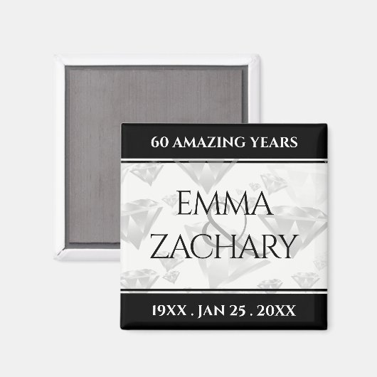 Elegant 60e 75e Diamond Bruiloft Jubileum Magneet (Voorkant / Achterkant)