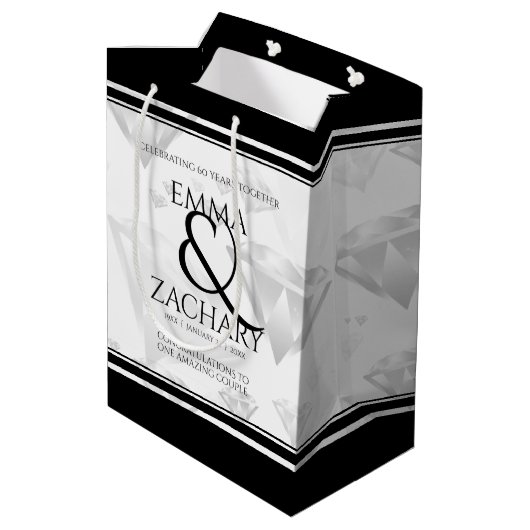 Elegant 60e 75e Diamond Bruiloft Jubileum Medium Cadeauzakje (Achterkant Gekanteld)