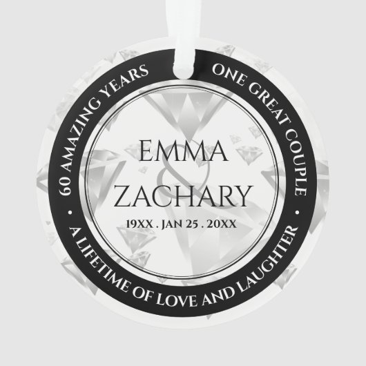 Elegant 60e 75e Diamond Bruiloft Jubileum Ornament (achterkant)