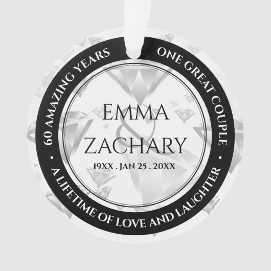 Elegant 60e 75e Diamond Bruiloft Jubileum Ornament (voorkant)