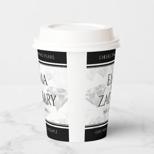 Elegant 60e 75e Diamond Bruiloft Jubileum Papieren Bekers (Links)