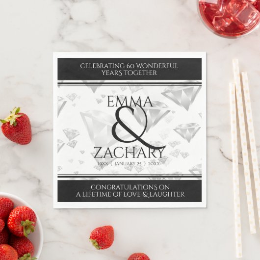 Elegant 60e 75e Diamond Bruiloft Jubileum Servet (Insitu)