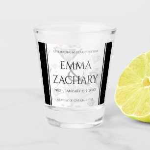 Elegant 60e 75e Diamond Bruiloft Jubileum Shot Glas