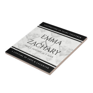 Elegant 60e 75e Diamond Bruiloft Jubileum Tegeltje