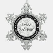 Elegant 60e 75e Diamond Bruiloft Jubileum Tin Sneeuwvlok Ornament (Voorkant)