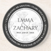 Elegant 60e 75e Diamond Bruiloft Jubileum Zandsteen Onderzetter (Voorkant)