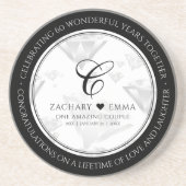 Elegant 60e 75e Diamond Bruiloft Jubileum Zandsteen Onderzetter (Voorkant)