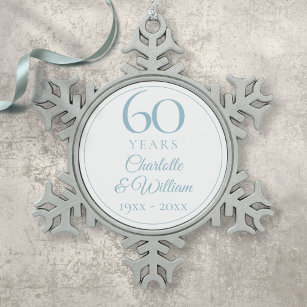 Elegant 60e bruiloft Jubileum Tin Sneeuwvlok Ornament