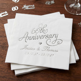 Elegant 60e Diamanten Huwelijksjubileum Echt Folie Servetten