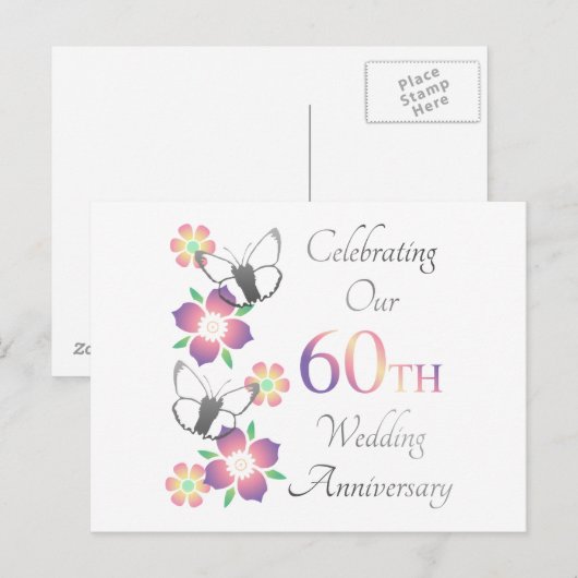 Elegant 60e Jubileum Briefkaart (Voorkant / Achterkant)