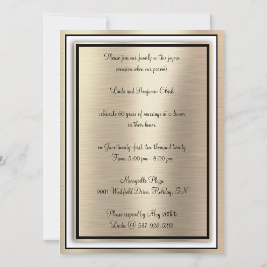 Elegant 60e Jubileum feestdag Kaart (Achterkant)