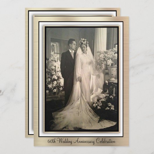 Elegant 60e Jubileum feestdag Kaart (Voorkant / Achterkant)