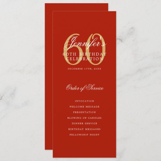 Elegant 60e Programma Gold Red Menu+Dank U (Voorkant / Achterkant)