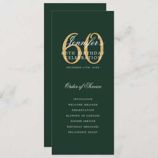 Elegant 60e Programma Goud Groen Menu+Dank U (Voorkant / Achterkant)