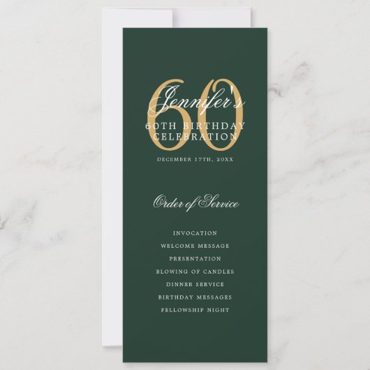 Elegant 60e Programma Goud Groen Menu+Dank U (Voorkant)
