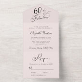 Elegant 60e roze verjaardag all in one uitnodiging (Binnen)