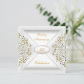 Elegant 60e trouwjubileum witgoud kaart (Staand voorkant)
