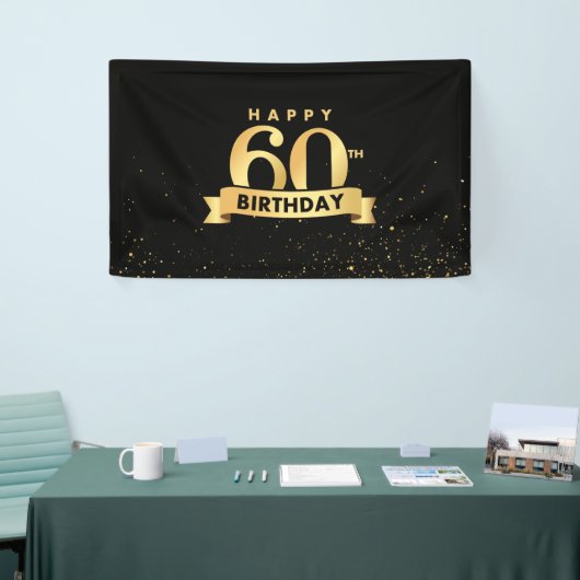 Elegant 60e verjaardag Banner-achtergrond zwart &  Spandoek (Beurs)