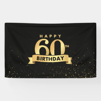 Elegant 60e verjaardag Banner-achtergrond zwart &  Spandoek