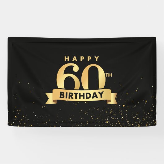 Elegant 60e verjaardag Banner-achtergrond zwart &  Spandoek (Horizontaal)