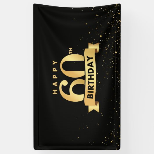 Elegant 60e verjaardag Banner-achtergrond zwart &  Spandoek (Verticaal)