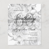 Elegant 60e verjaardag Floral Silver White Invite (Voorkant)