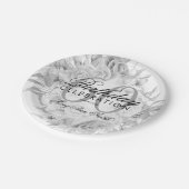 Elegant 60e verjaardag Floral Silver White Papieren Bordje (Gekanteld)