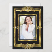 Elegant 60e verjaardag Foto Black Gold Pareltjes Kaart (Achterkant)