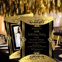 Elegant 60e verjaardag Foto Gold Black