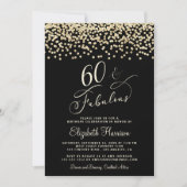 Elegant 60e verjaardag Gold Glitter Black Kaart (Voorkant)