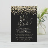 Elegant 60e verjaardag Gold Glitter Black Kaart (Staand voorkant)