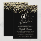 Elegant 60e verjaardag Gold Glitter Black Kaart (Voorkant / Achterkant)