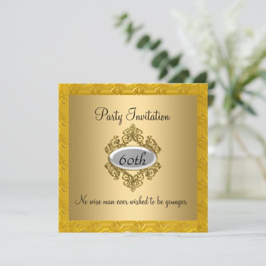 Elegant 60e verjaardag Gold Invitation Kaart (Staand voorkant)
