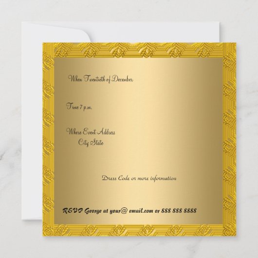 Elegant 60e verjaardag Gold Invitation Kaart (Achterkant)