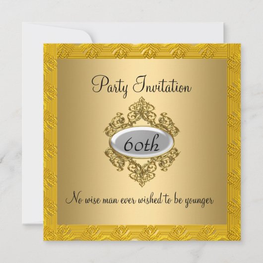 Elegant 60e verjaardag Gold Invitation Kaart (Voorkant)