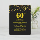 Elegant 60e verjaardag & gouden Confetti op zwart Kaart (Staand voorkant)