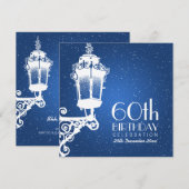 Elegant 60e verjaardag  Lamp Blauw Kaart (Voorkant / Achterkant)