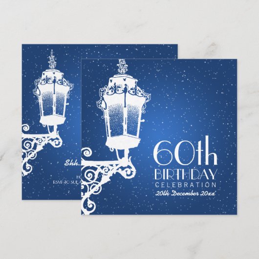 Elegant 60e verjaardag  Lamp Blauw Kaart (Voorkant / Achterkant)