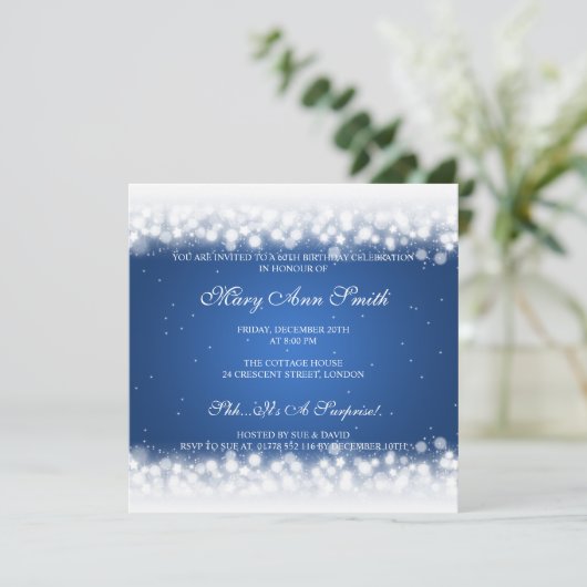 Elegant 60e verjaardag Magic Sparkle Blue Kaart (Staand voorkant)
