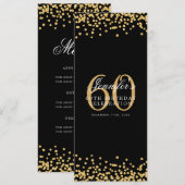 Elegant 60e verjaardag Menu Goud Zwart Confetti Kaart (Voorkant / Achterkant)