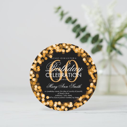Elegant 60e verjaardag mousserende lichten goud kaart (Staand voorkant)