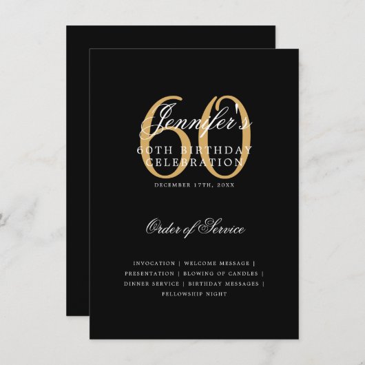 Elegant 60e verjaardag programma Gold Black w / Me (Voorkant / Achterkant)