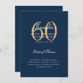 Elegant 60e verjaardag programma Gold Navy Menu (Voorkant / Achterkant)