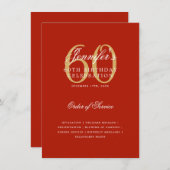 Elegant 60e verjaardag programma Gold Red Menu (Voorkant / Achterkant)