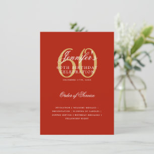 Elegant 60e verjaardag programma Gold Red Menu