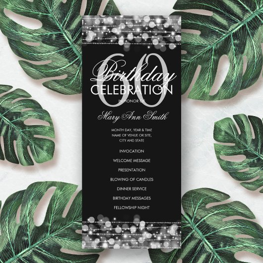 Elegant 60e verjaardag Programma Silver met Menu